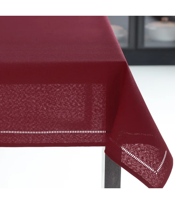 Harman Harman Round Hemstitch Table Cloth 70"R, Red Wine
