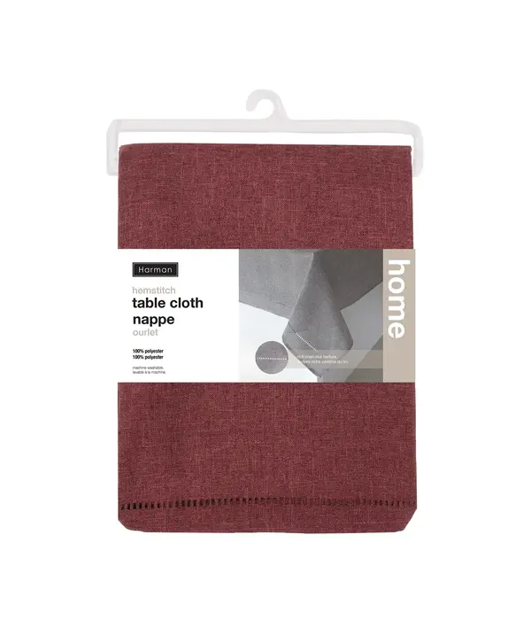 Harman Harman Round Hemstitch Table Cloth 70"R, Red Wine