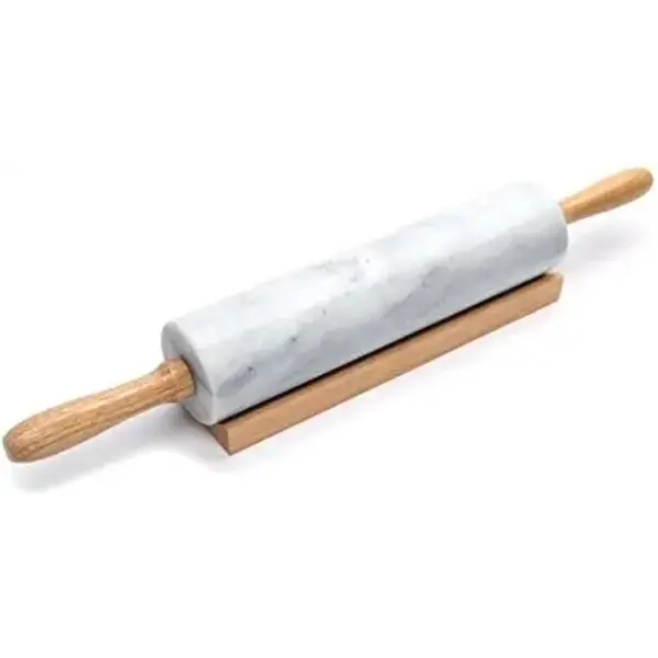 Fox Run White Marble Rolling Pin with Base