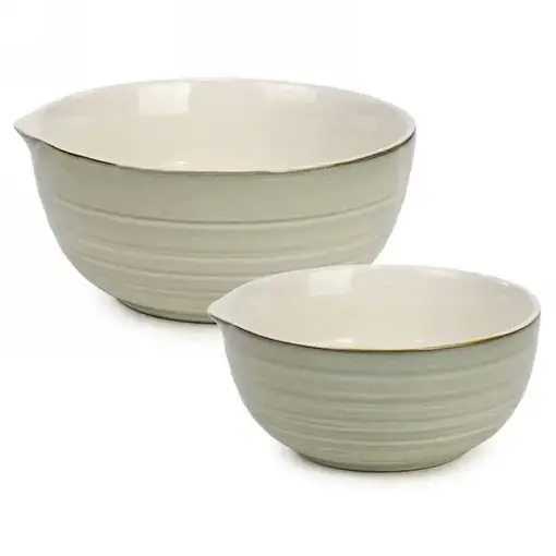 Sage green ceramic bowls, set of 2
