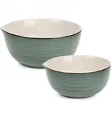 Green ceramic bowls, set of 2