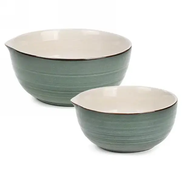 Green ceramic bowls, set of 2
