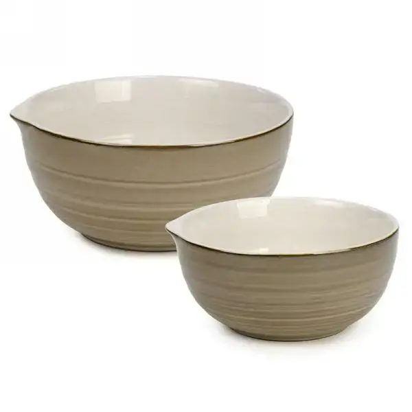Beige ceramic bowls, set of 2