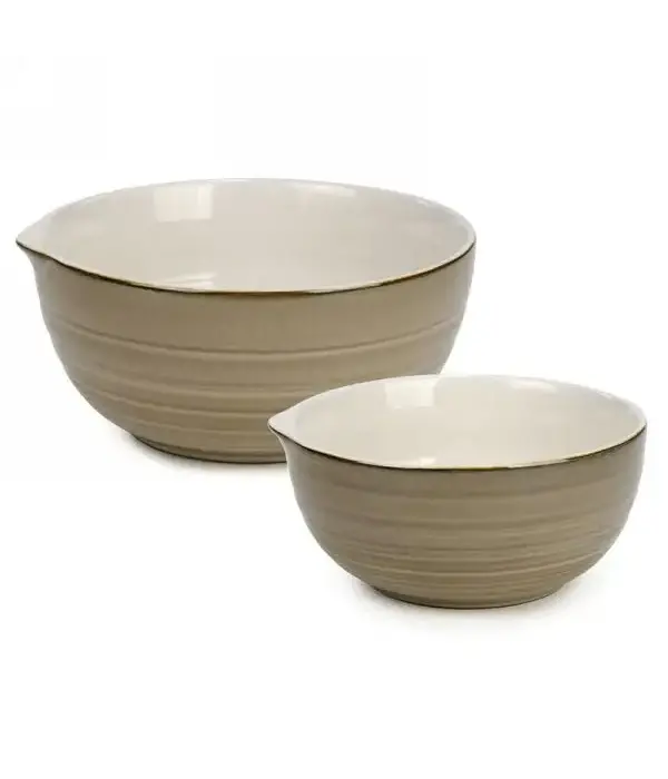 Beige ceramic bowls, set of 2