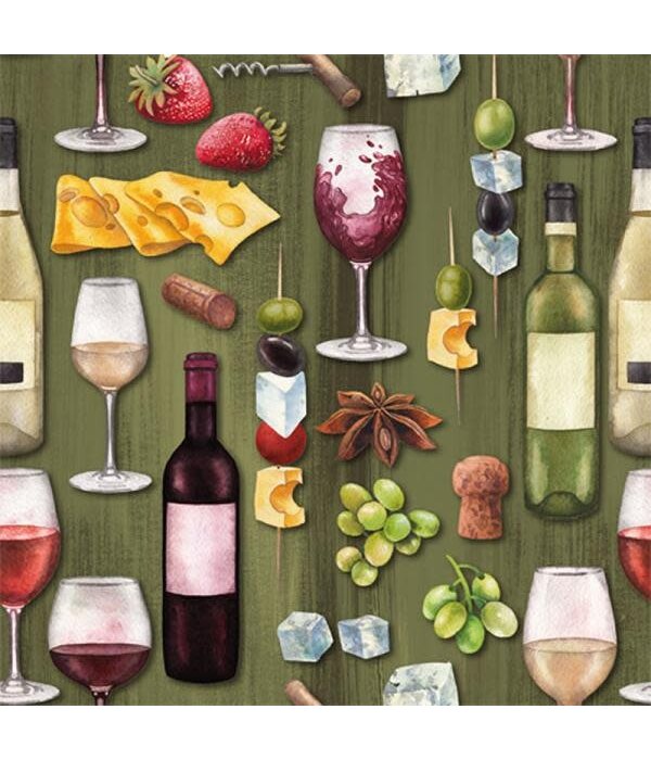 Table napkins "Wine & Cheese", Set of 20