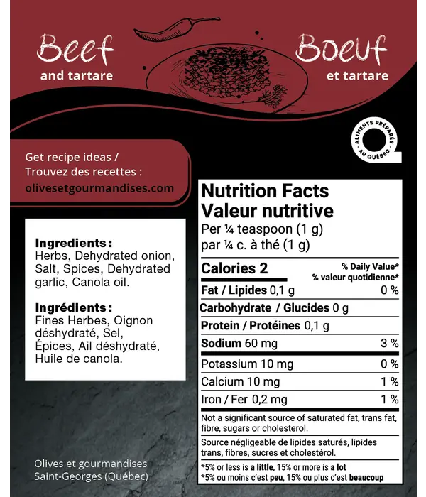 Olives et Gourmandises Épices pour bœuf et tartare 75g de Olives & Gourmandises