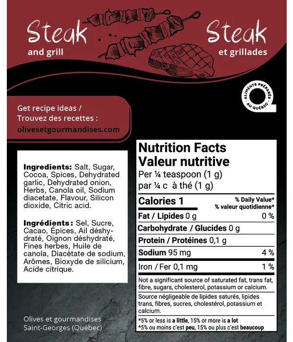 Olives et Gourmandises Olives & Gourmandises Steak and Grilling Spices, 85g