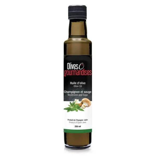 Huile d'olive champignons et sauge 100ml de Olives & Gourmandises
