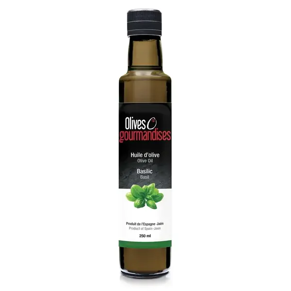 Huile d'olive au basilic 250ml de Olives & Gourmandises