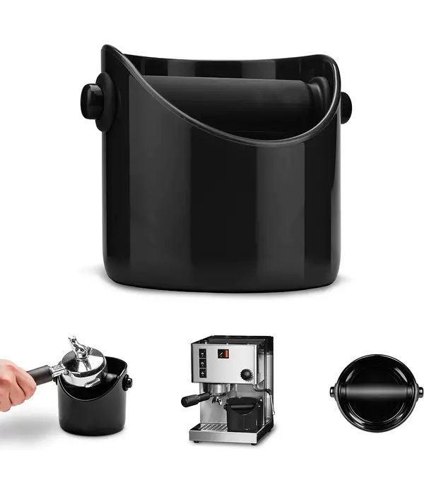 Coffee Grind Knock Box & Espresso Dump Bin, Black