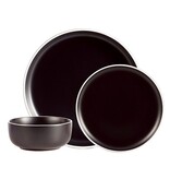 Service de vaisselle 2 Tons Noir Mat, 12 pièces