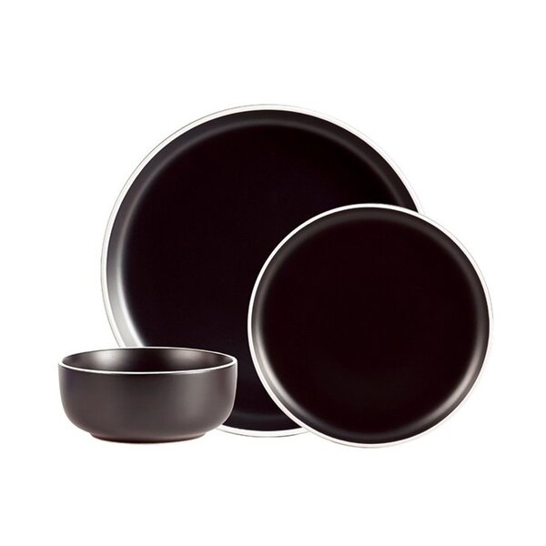 Two-Tone Matte Black Dinnerware Set, 12 Pieces