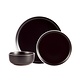 Two-Tone Matte Black Dinnerware Set, 12 Pieces