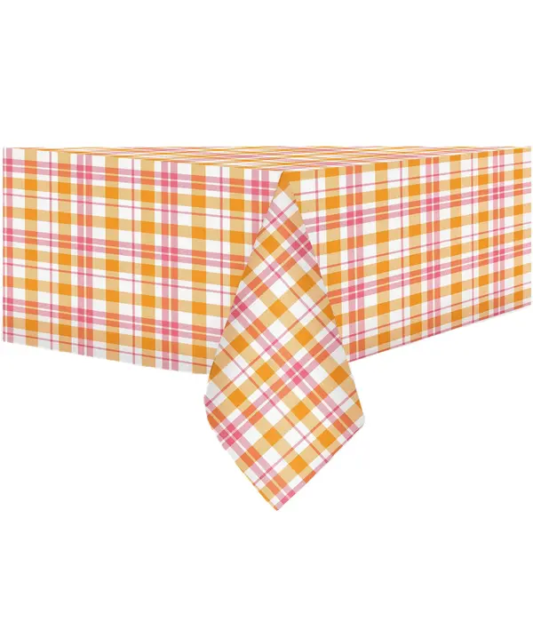 Rectangular Flannel Tablecloth "Red & Orange Checkered" 52x70