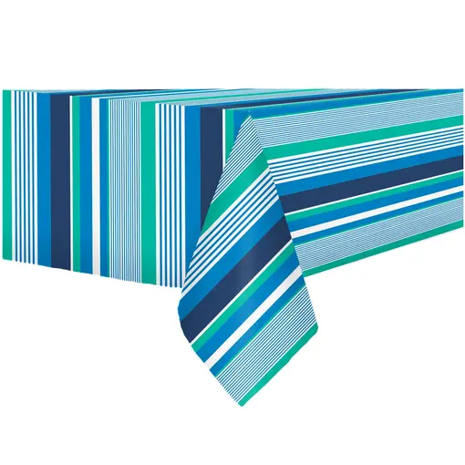 Rectangular Blue Striped Flannel Tablecloth 52x70