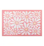 Napperon rose "Fleurs blanches" 12x18
