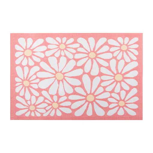 Napperon rose "Fleurs blanches" 12x18