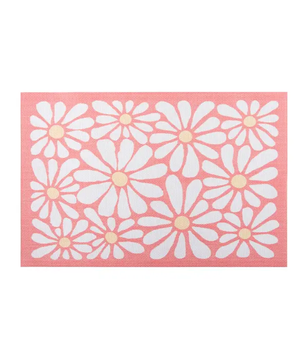 Napperon rose "Fleurs blanches" 12x18