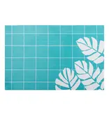 Napperon bleu "Feuilles blanches" 12x18