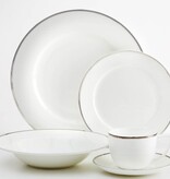 White Dinnerware Set with Platinum Rim, 20-piece