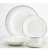 White Dinnerware Set with Platinum Rim, 20-piece
