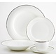 Ensemble de vaisselle blanc avec bordure platine 20 pièces