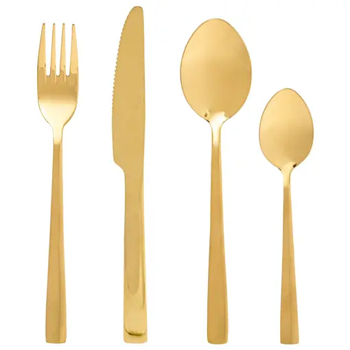 Ensemble d'ustensiles inox or, 16 pièces