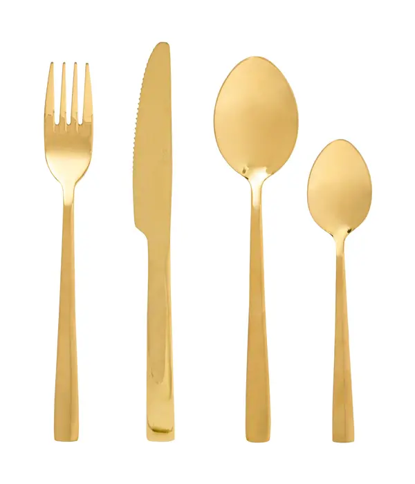 Ensemble d'ustensiles inox or, 16 pièces