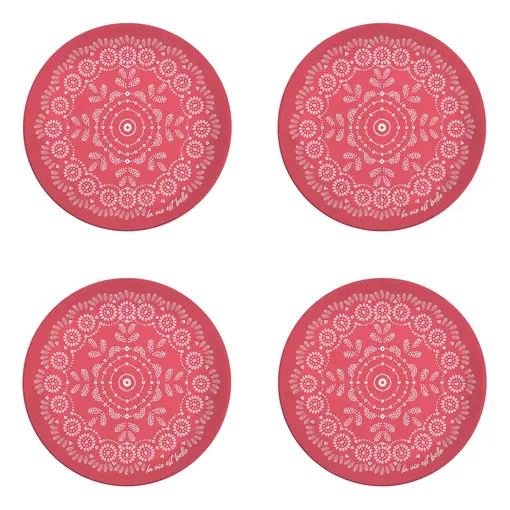 Assiettes en plastique roses motif fleur, ens/4