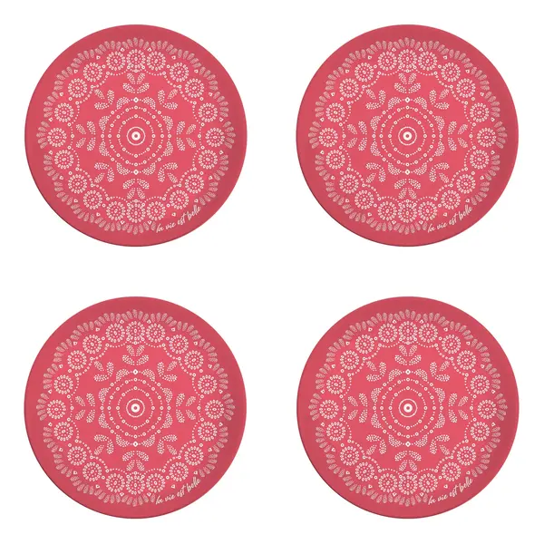 Assiettes en plastique roses motif fleur, ens/4