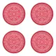 Pink with Flower Pattern Plastic Plates, Set of 4