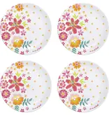 Assiettes en plastique fleuries 28cm, ens/4