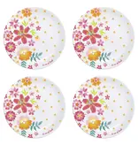 Assiettes en plastique fleuries 28cm, ens/4