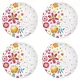 Assiettes en plastique fleuries 28cm, ens/4