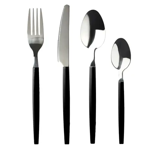 "Siena” Flatware Set Black, 16 pieces