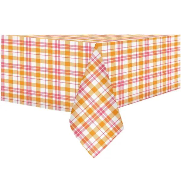 Rectangular Flannel Tablecloth "Red & Orange Checkered" 60x84