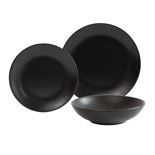 Ensemble de vaisselle noir 12 pièces