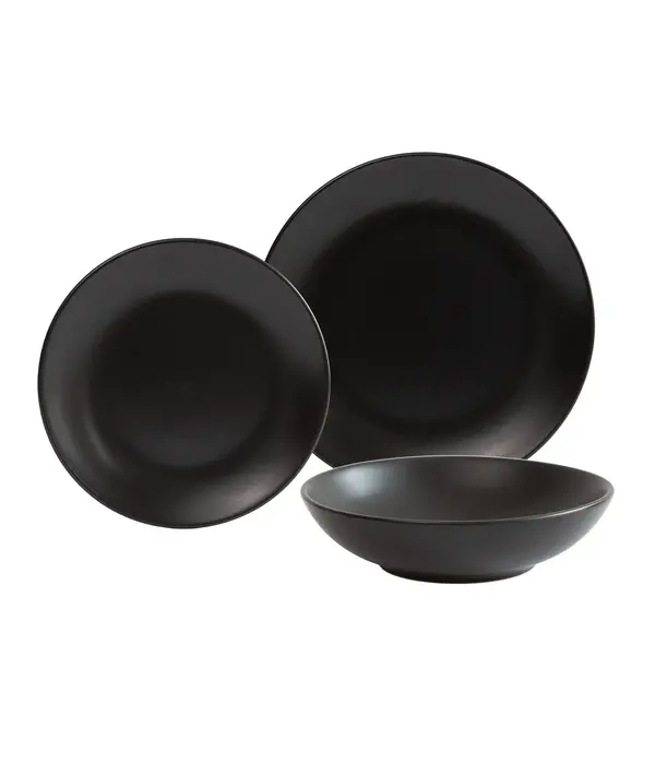Ensemble de vaisselle noir 12 pièces