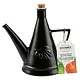 Ceramic Stoneware Oil Cruet with Cork Stopper, Matte Black