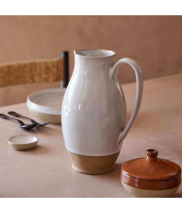 Costa Nova Costa Nova "Marrakesh" Stoneware Pitcher White Sand, 2.36L