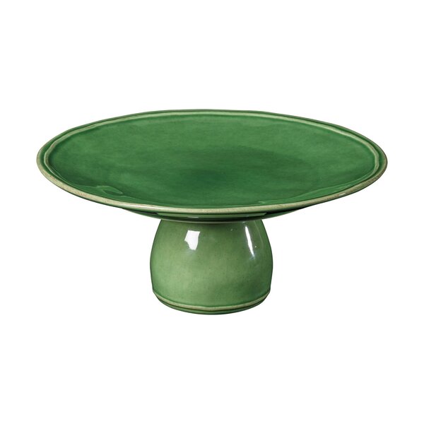 Assiette à pied en grès "Fontana", Vert de Casafina