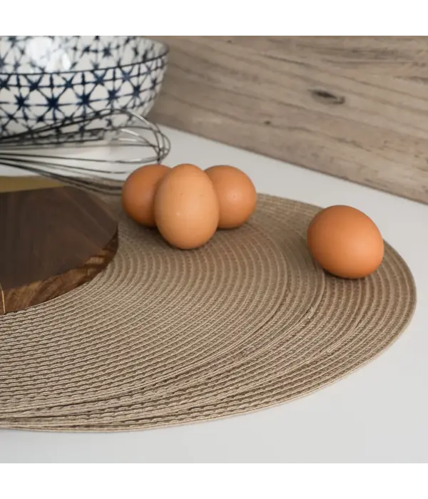 Now Designs Napperon rond "Disko" Taupe 15"