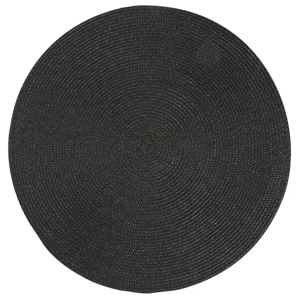 Round "Disko" Black Placemat, 15"