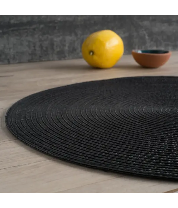 Now Designs Round "Disko" Black Placemat, 15"