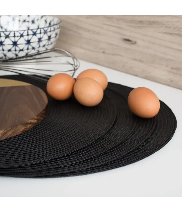 Now Designs Napperon rond "Disko" Noir 15"