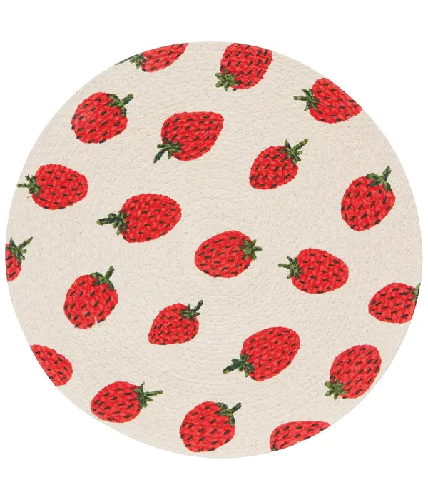 Now Designs Napperon Tressé Rond "Fraises"