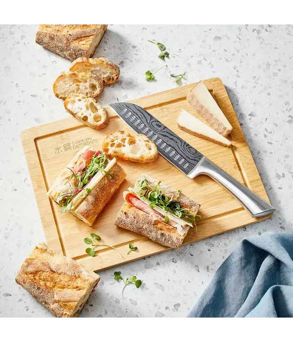 THE CUSTOM CHEF Cuisine::pro® Damashiro® Couteau Santoku 6.5" & planche 10x13.5" - THE CUSTOM CHEF™