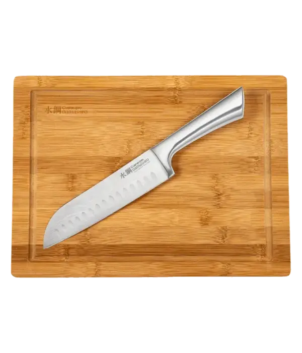 THE CUSTOM CHEF Cuisine::pro® Damashiro® Couteau Santoku 6.5" & planche 10x13.5" - THE CUSTOM CHEF™
