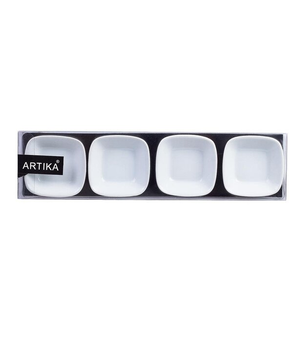 Artika White Mini Square Dishes, Set of 4