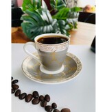 Tasses à espresso et soucoupes or 2.4 oz, ens/6 de Artika